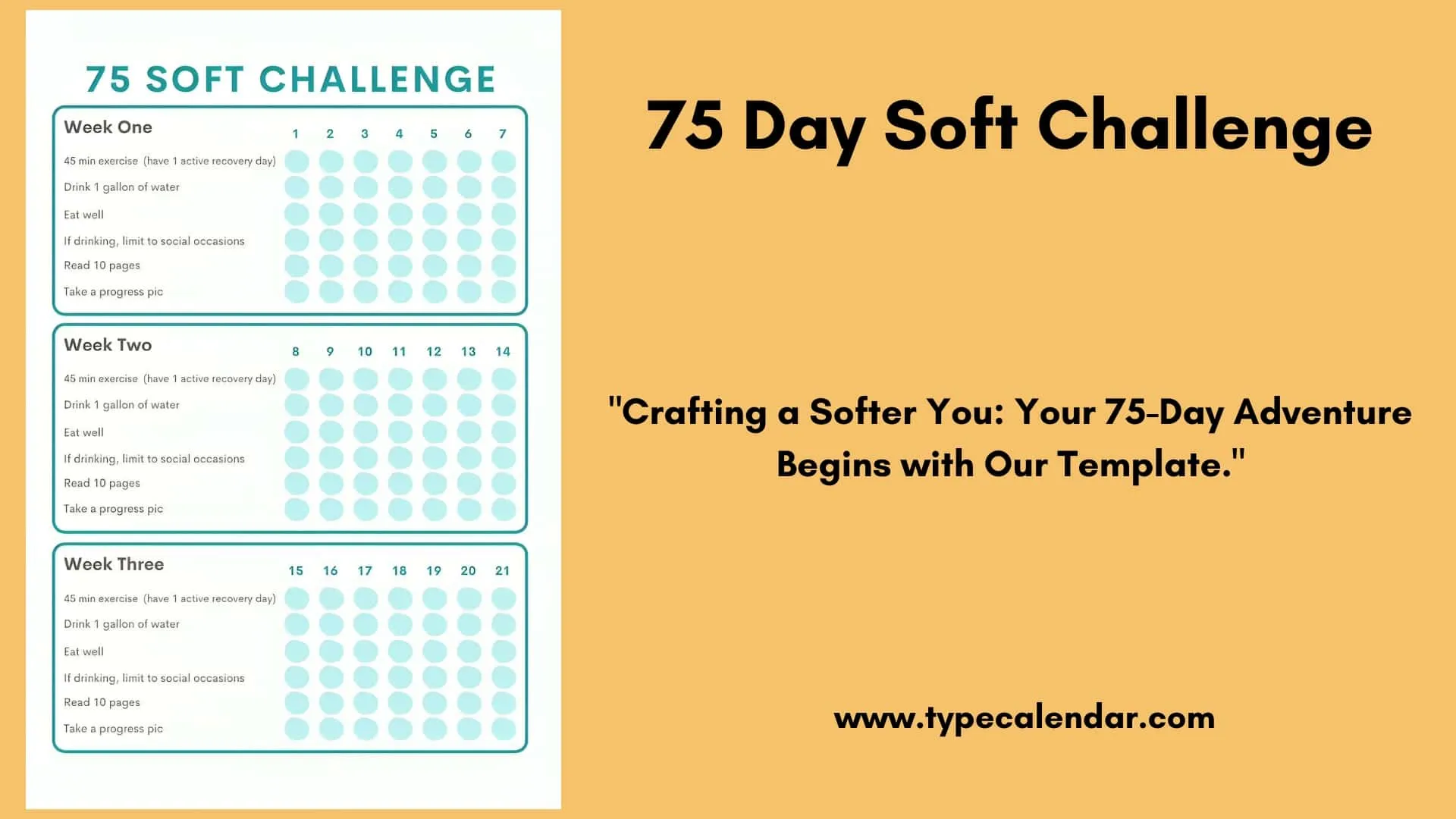 free printable 75 day soft challenge templates [pdf] checklist